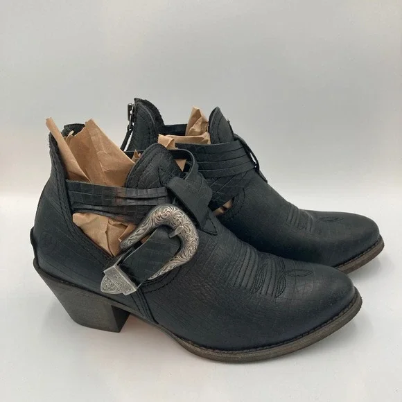 Ariat Dulce Black Leather Western Ankle Boots Buckle Detail Size 6.5‎ - Picture 14 of 15